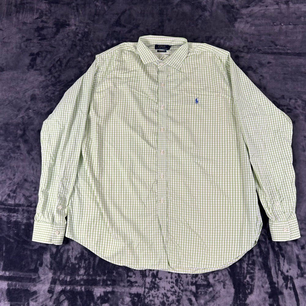 Polo Ralph Lauren Button Down Shirt Mens XL Green Performance Long Sleeve